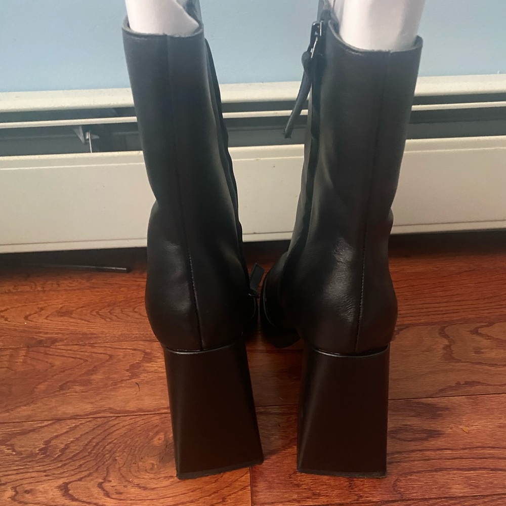 NA-KD leather ankle / calf platform boots with thick block heel - Picture 14 of 15